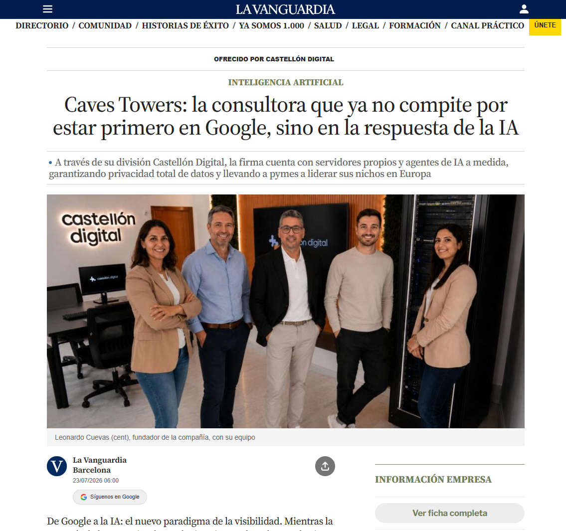Captura del artículo de Castellón Digital publicado en La Vanguardia