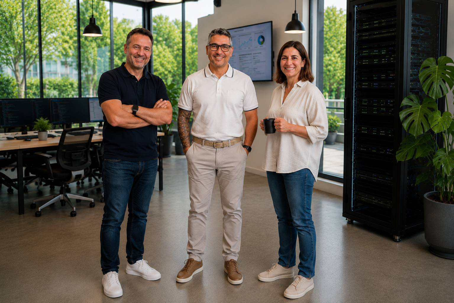 Equipo de Castellón Digital junto a sus servidores